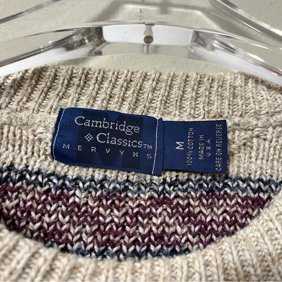 Vintage Cambridge Sweater Mens Medium Geometric Iceland Wool Jumper Grandpa - Picture 3 of 6